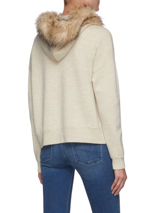 Back View - Click To Enlarge - ALICE & OLIVIA - 'OSCAR' Fur Trim Merino Wool Oversize Hoodie