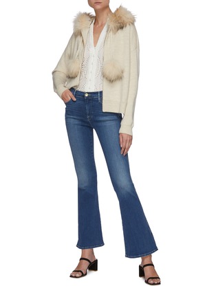 Figure View - Click To Enlarge - ALICE & OLIVIA - 'OSCAR' Fur Trim Merino Wool Oversize Hoodie