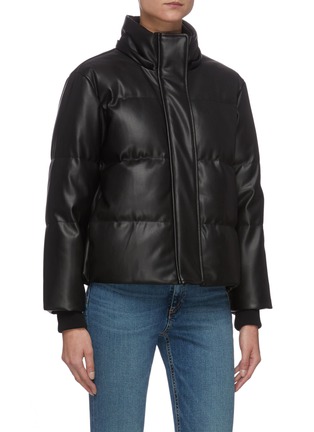 Detail View - Click To Enlarge - ALICE & OLIVIA - 'ROBINSON' Puffer Vegan Leather Hood Jacket