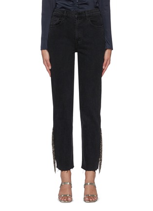 Main View - Click To Enlarge - J BRAND - JULES' Chain Fray High Rise Straight Leg Jeans
