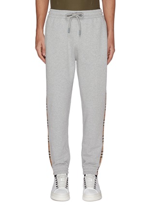 Main View - Click To Enlarge - BURBERRY - 'Checkford' Side Stripe Cotton Sweatpants