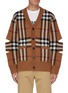 Main View - Click To Enlarge - BURBERRY - Cut Out Sleeve Vintage Check Wool Cashmere Cardigan
