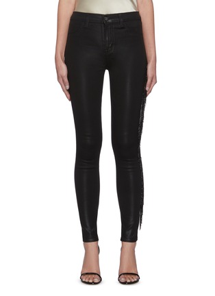 Main View - Click To Enlarge - J BRAND - 'Maria' Side Fringe Trim Coated Skinny Jeans