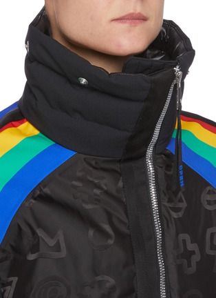 Detail View - Click To Enlarge - ROSSIGNOL - 'Rainbow' Belted Stripe All-over Graphic Print Hood Ski Jacket