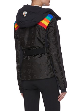 Back View - Click To Enlarge - ROSSIGNOL - 'Rainbow' Belted Stripe All-over Graphic Print Hood Ski Jacket