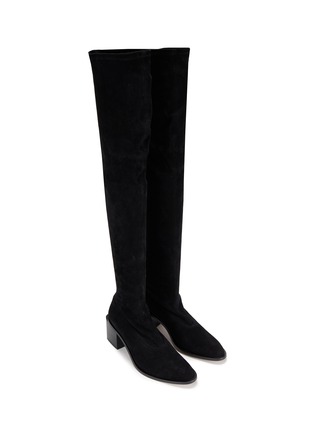 Figure View - Click To Enlarge - CLERGERIE - 'Xalbane' Sculpted Heel Thigh High Suede Boots