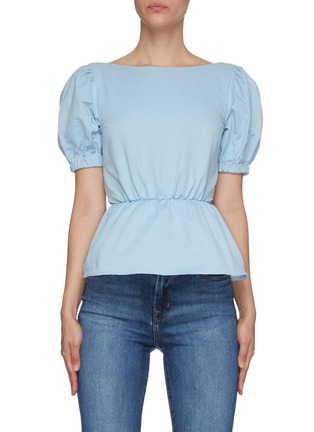Main View - Click To Enlarge - STAUD - 'Marie' Back Tie Detail Open Back Puff Sleeves Top