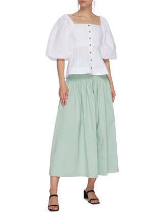 Figure View - Click To Enlarge - STAUD - 'Sunday' Ruffle Pleat Waist A-line Midi Skirt