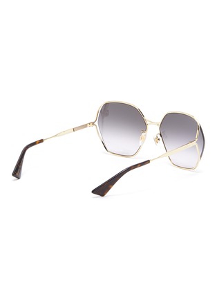 Figure View - Click To Enlarge - GUCCI - Logo fork hexagonal metal frame sunglasses