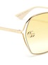 Detail View - Click To Enlarge - GUCCI - Logo fork hexagonal metal frame sunglasses