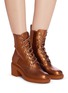 Figure View - Click To Enlarge - GIANVITO ROSSI - Metallic leather combat boots