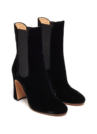 Detail View - Click To Enlarge - GIANVITO ROSSI - Flare heel suede Chelsea boots