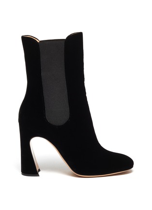 Main View - Click To Enlarge - GIANVITO ROSSI - Flare heel suede Chelsea boots
