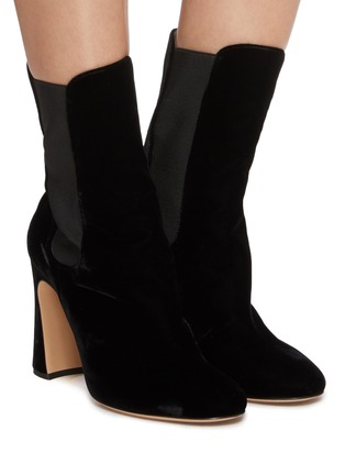 Figure View - Click To Enlarge - GIANVITO ROSSI - Flare heel suede Chelsea boots