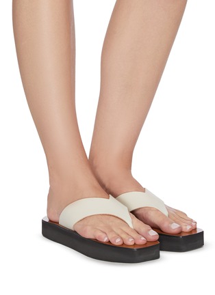 Figure View - Click To Enlarge - ATP ATELIER - Melitto' Square Toe Platform Leather Thong Sandals