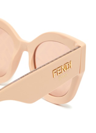Detail View - Click To Enlarge - FENDI - ROMA' Logo Screen Lens Round Frame Acetate Sunglasses