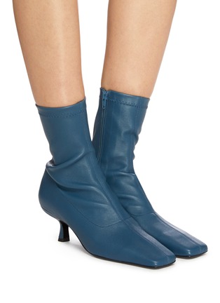 Figure View - Click To Enlarge - BY FAR - 'Audrey' Square Toe Stretch Leather Ankle Boots