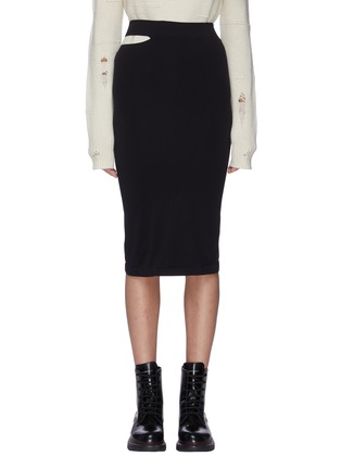 Main View - Click To Enlarge - HELMUT LANG - Cut-out waist seamless midi skirt