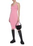 Figure View - Click To Enlarge - HELMUT LANG - Sleeveless Drape Lace Rib Knit Bodycon Dress
