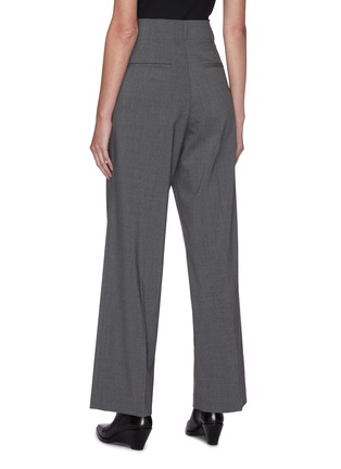 Back View - Click To Enlarge - HELMUT LANG - Fold Wide Leg Wool Pants with Belt