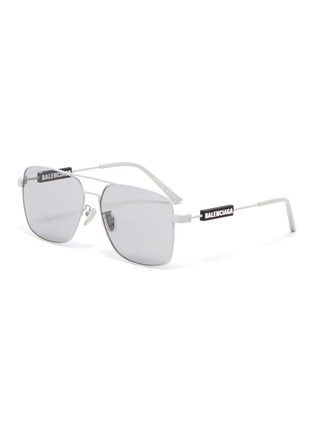 Main View - Click To Enlarge - BALENCIAGA - Hexagonal metal frame aviator sunglasses