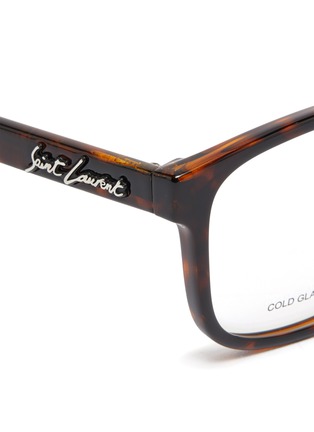 Detail View - Click To Enlarge - SAINT LAURENT - Logo plaque tortoiseshell effect acetate frame optical glasses