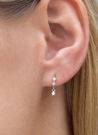 Detail View - Click To Enlarge - GENTLE DIAMONDS - Nic' lab grown diamond 9k white gold single hoop earring