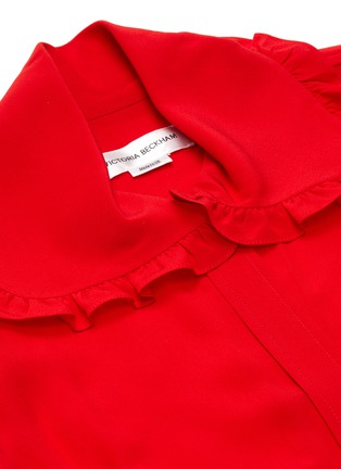 Detail View - Click To Enlarge - VICTORIA BECKHAM - Ruffle Trim Neck Tie Midi Dress