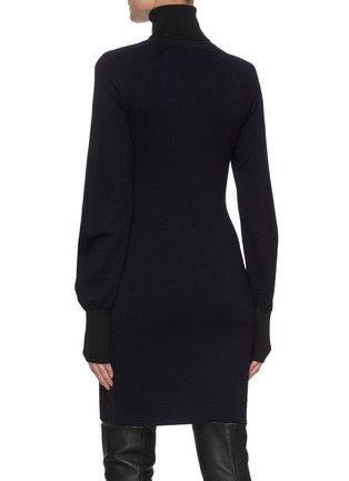 Back View - Click To Enlarge - VICTORIA BECKHAM - Turtleneck Wool Blend Mini Dress