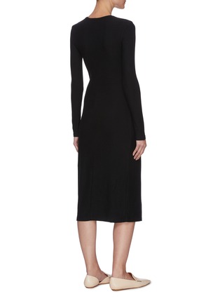 Back View - Click To Enlarge - VINCE - Drape Front Slit Midi Dress