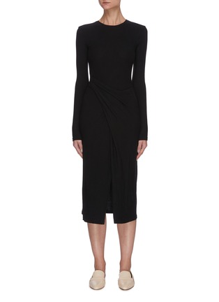 Main View - Click To Enlarge - VINCE - Drape Front Slit Midi Dress