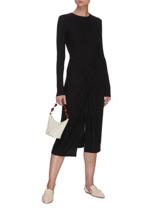 Figure View - Click To Enlarge - VINCE - Drape Front Slit Midi Dress