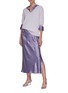 Figure View - Click To Enlarge - VINCE - Side Slit Satin Midi Slip Skirt