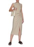 Figure View - Click To Enlarge - VINCE - Drape Knot Front Slit Midi Skirt