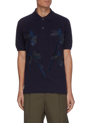 Main View - Click To Enlarge - TOGA VIRILIS - Embroidered palm tree cotton polo shirt