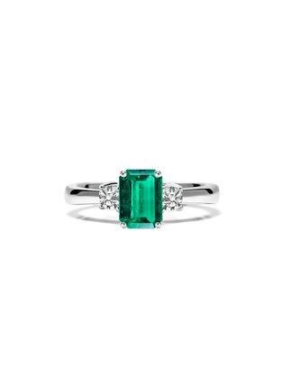 Main View - Click To Enlarge - GENTLE DIAMONDS - 'Juliet' lab grown diamond emerald 18k white gold ring
