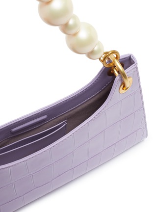 Detail View - Click To Enlarge - APEDE MOD - ''FROGGY' PEARL EMBELLISHED CROC-EMBOSSED LEATHER BAG