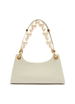 Main View - Click To Enlarge - APEDE MOD - ''FROGGY' PEARL EMBELLISHED CROC-EMBOSSED LEATHER BAG