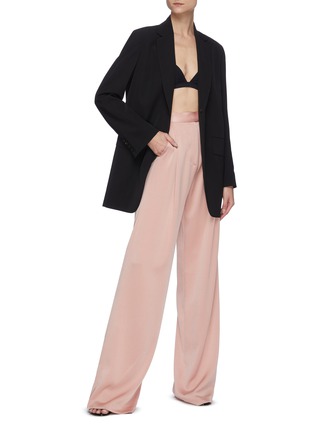 Figure View - Click To Enlarge - ALEX PERRY - 'Hartley' Satin Waist Wide Leg Pants