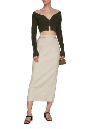 Figure View - Click To Enlarge - JACQUEMUS - 'Le Cardigan Alzou' mohair blend cropped cardigan
