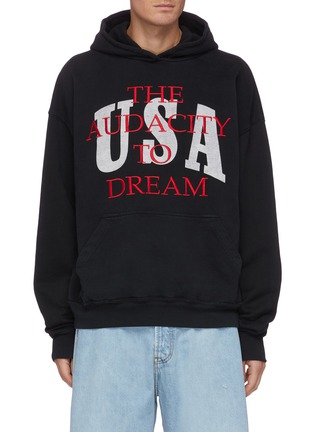 Main View - Click To Enlarge - RHUDE - Embroidered Slogan Print Cotton Hoodie