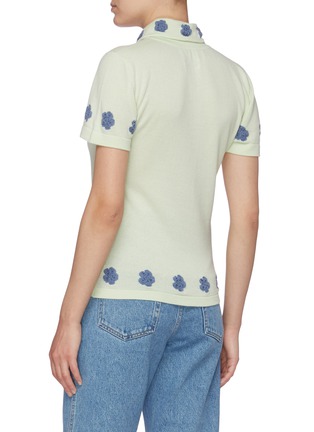 Back View - Click To Enlarge - BARRIE - Embroidered flower cashmere blend polo shirt