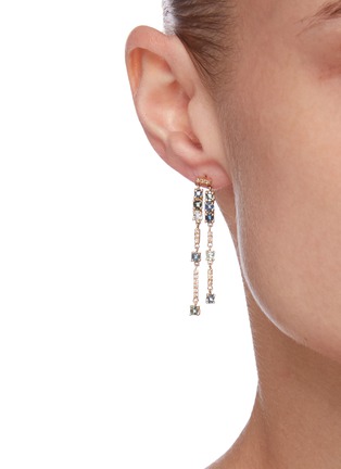 Figure View - Click To Enlarge - XIAO WANG - 'Galaxy' diamond sapphire 18k gold earrings