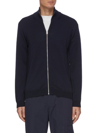 Main View - Click To Enlarge - NORSE PROJECTS - 'Fjord' Mockneck Merino Wool Zip Up Cardigan