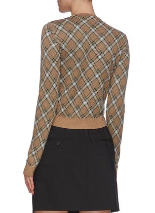Back View - Click To Enlarge - MIU MIU - Lana' checked jacquard motif wool cardigan