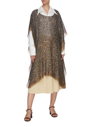 Figure View - Click To Enlarge - AMA PURE - Leopard Print Cashmere Poncho