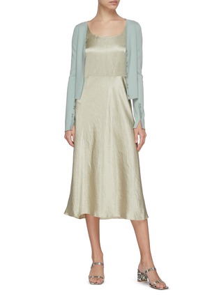 Figure View - Click To Enlarge - VINCE - Square Neckline Sleeveless Slip Ruffle Hem Midi Dress