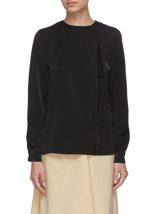 Main View - Click To Enlarge - VINCE - Tassel Button Cuff Crewneck Blouse