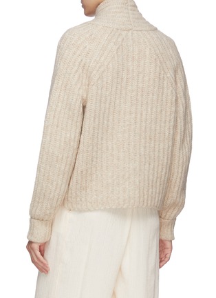 Back View - Click To Enlarge - VINCE - High Neck Crop Alpaca Blend Rib Knit Cardigan