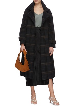 Figure View - Click To Enlarge - VINCE - Belted Plaid Wool Blend Coat